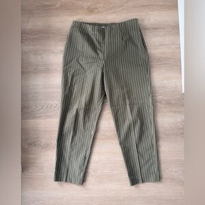 Women’s Vintage Pinstripe Cropped Trousers in Olive and white